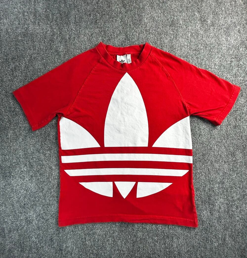 Adidas Originals Oversized Trefoil Logo T-Shirt Red Women's XS Graphic Tee